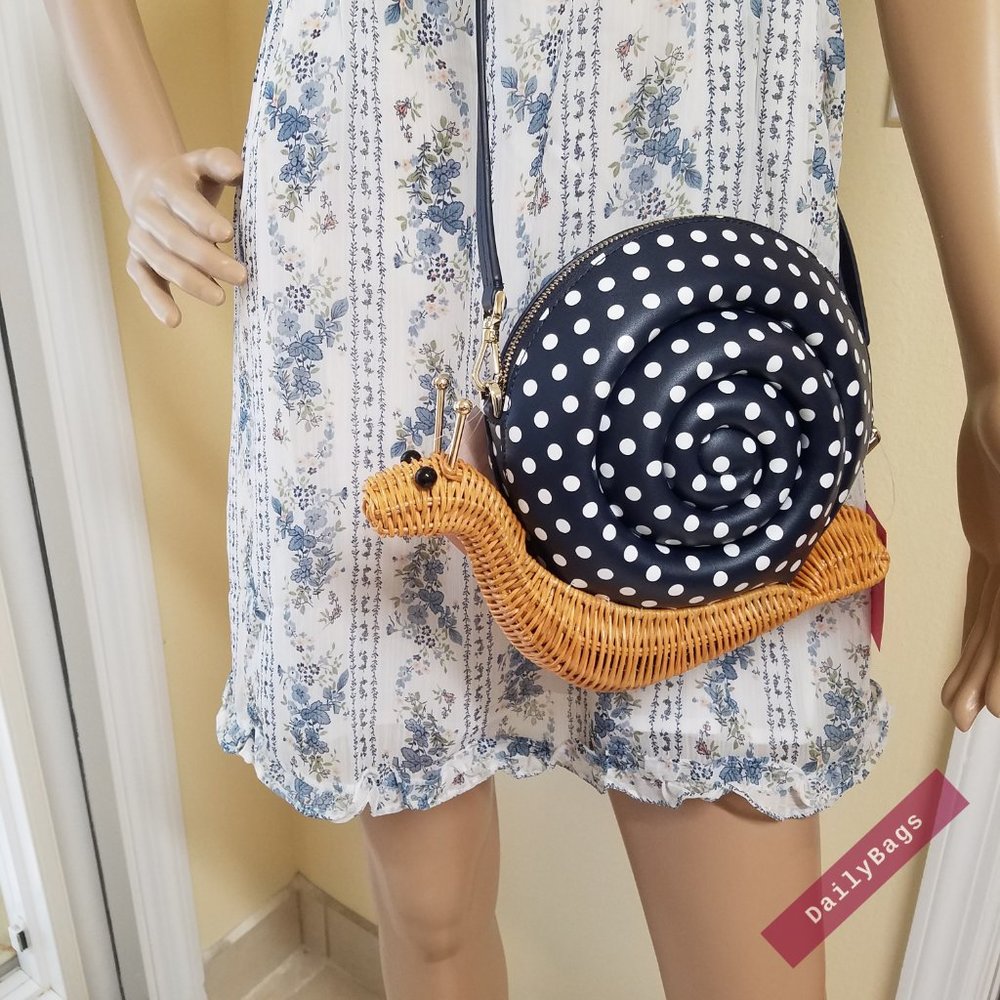 KATE SPADE SNAIL ENCHANTED BLUE CROSSBODY WHITE - Picture 11 of 13